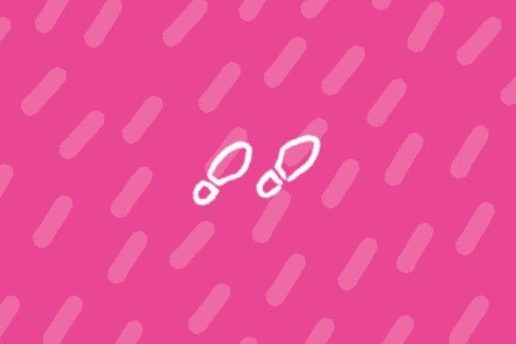 Footsteps on a pink background, signifying the Changing Lives employment pillar.