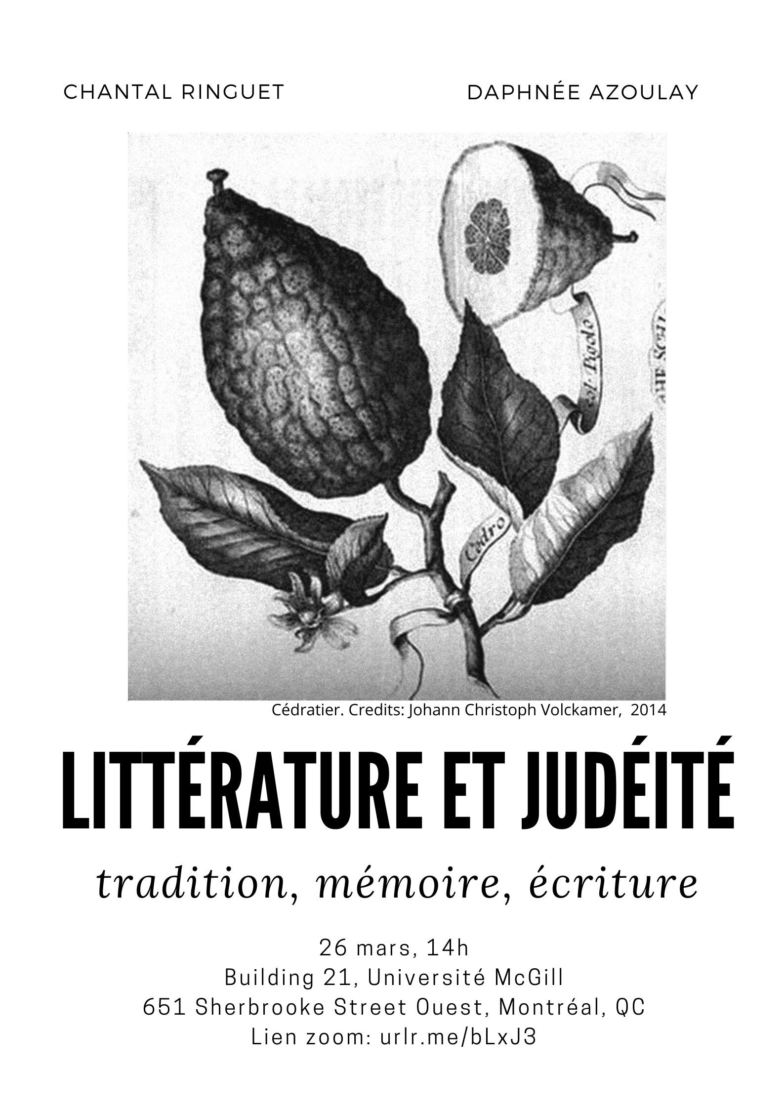 Littérature et judéité: tradition, mémoire, écriture (Building 21, 26 mars 2024)