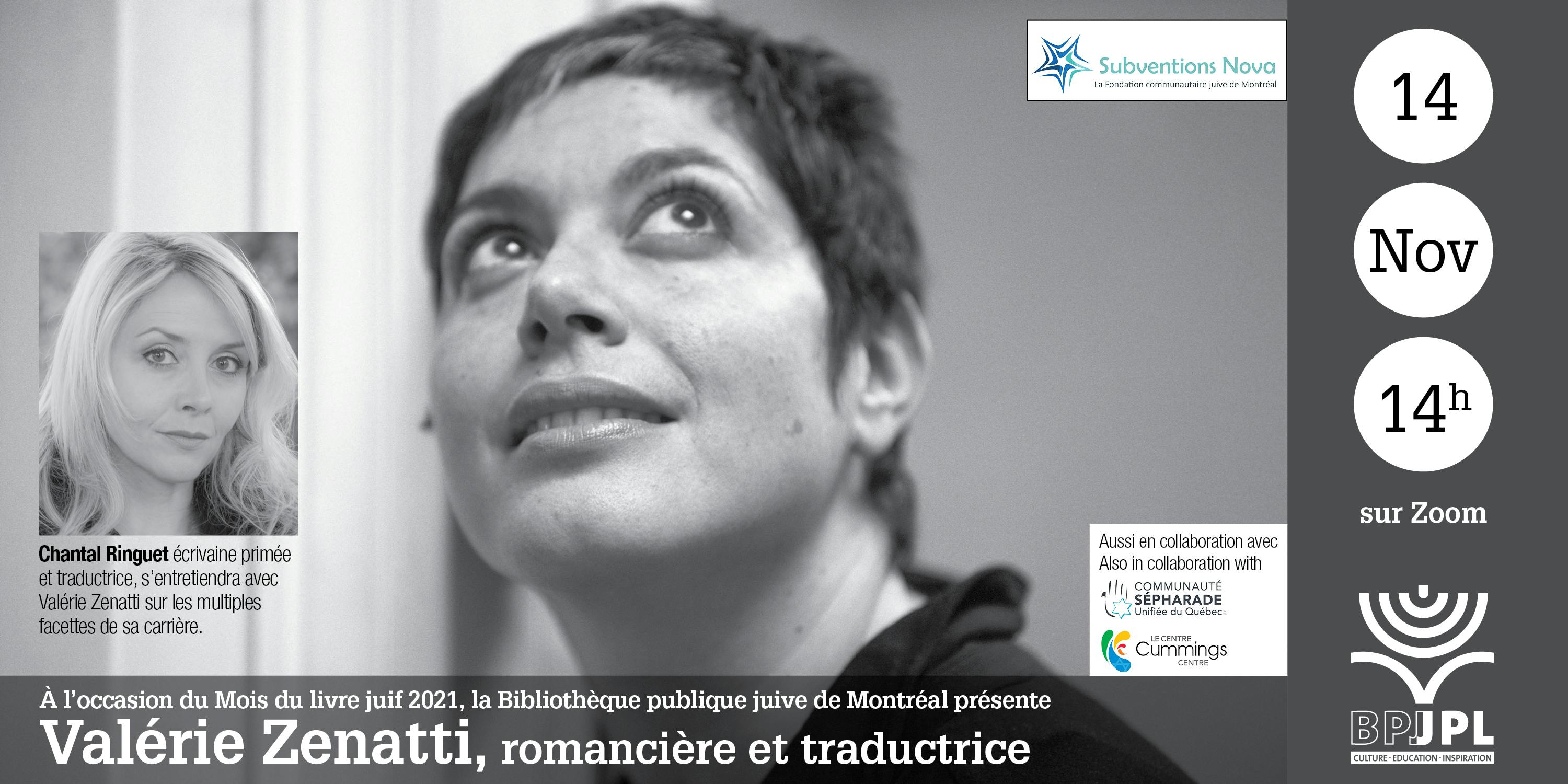 Valérie Zenatti, romancière et traductrice - 14 nov. 2021 - via Zoom