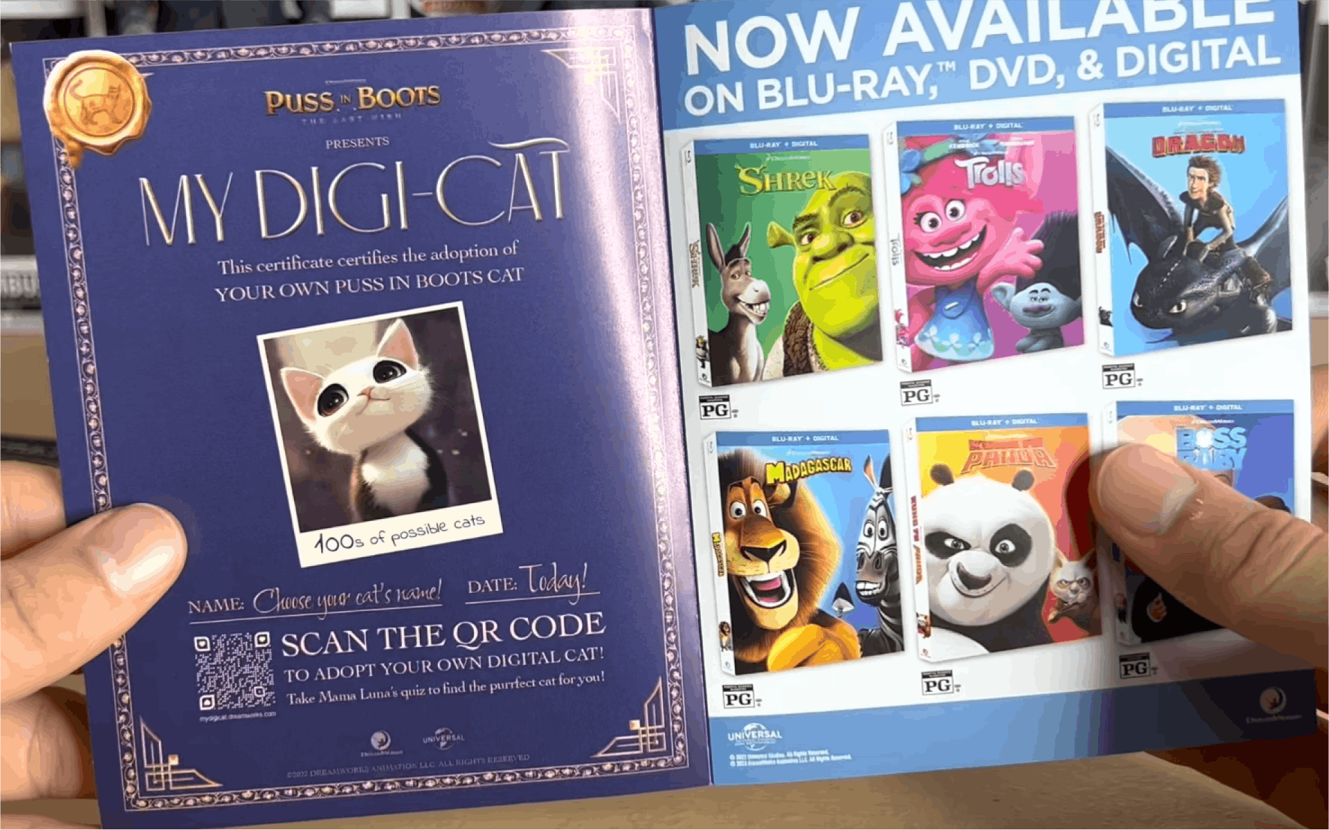 An image of a DVD leaflet containing a QR code for the My Digi-Cat experience. 