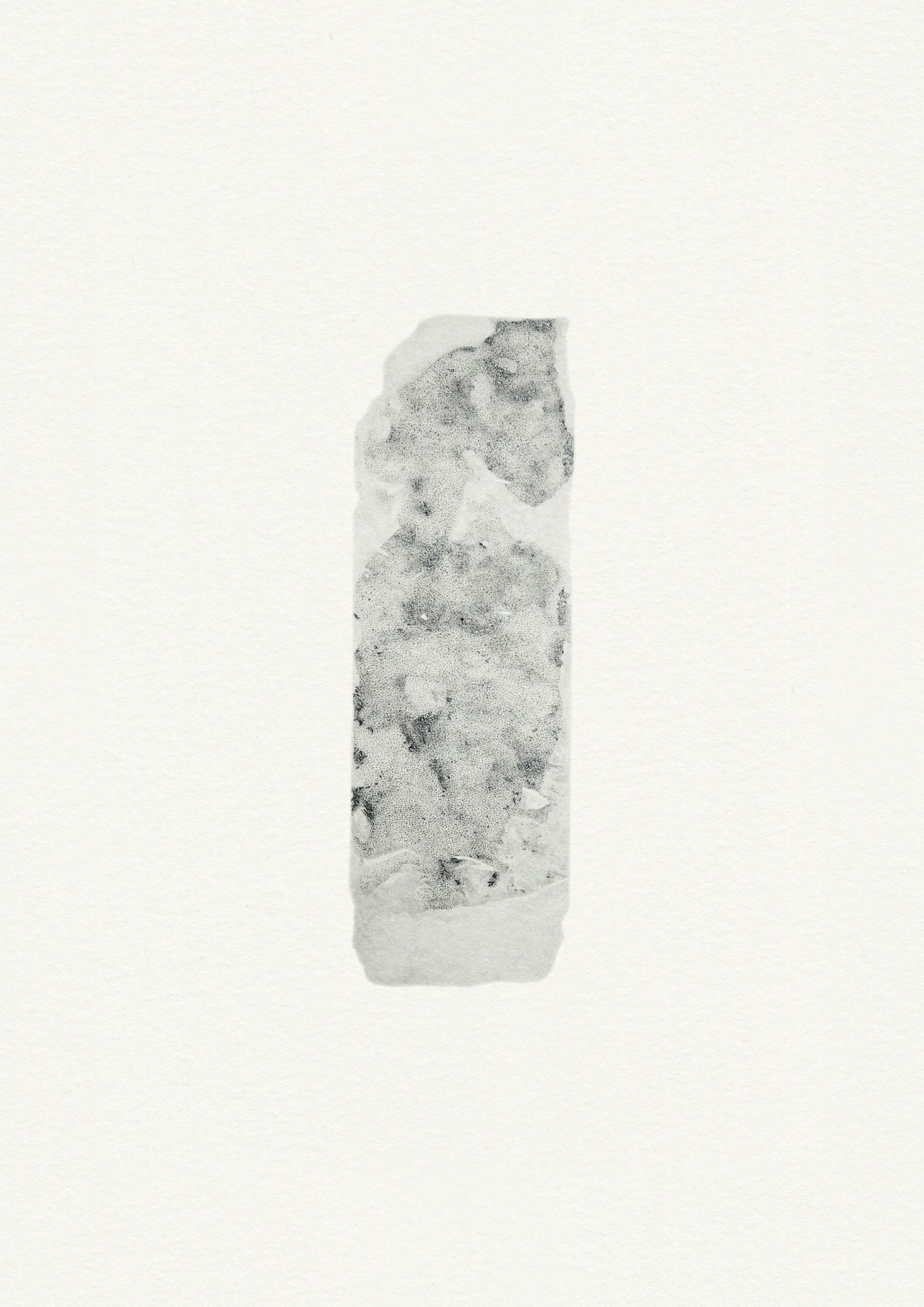 A pencil drawing on white paper of one long side of a brick scanned into the the computer.