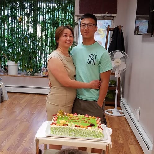 Nick (CTO & Co-Founder) in his mom's nail salon during the 10th anniversary of the business