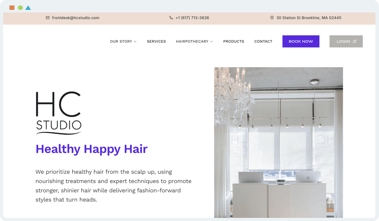Screenshot of a client's website