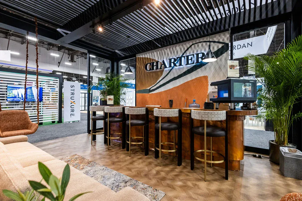 Detail of bar setting at Charter HD Expo booth.