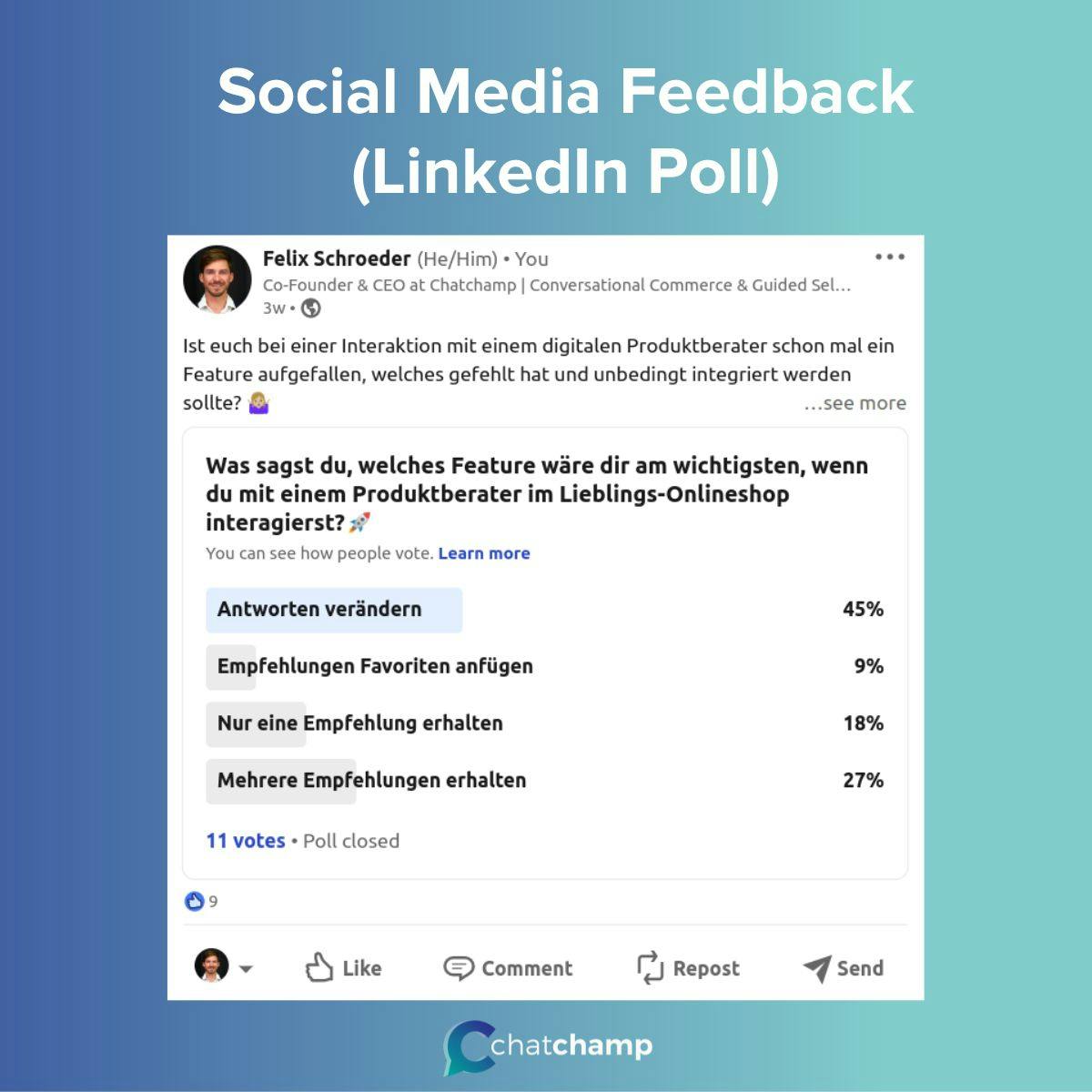 Social Media Feedback LinkedIn Umfrage