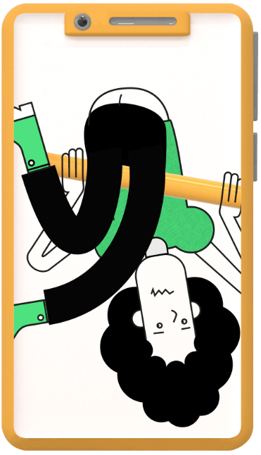 A smartphone showing a scene from the ChatLicense app