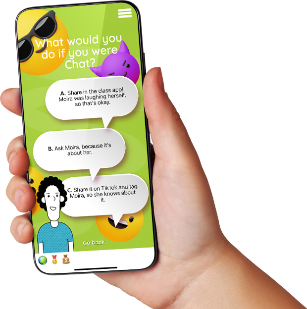 A hand holding a smartphone showing the ChatLicense app