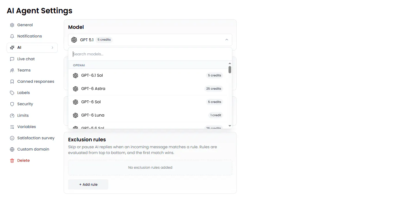 Chatling AI agent dashboard