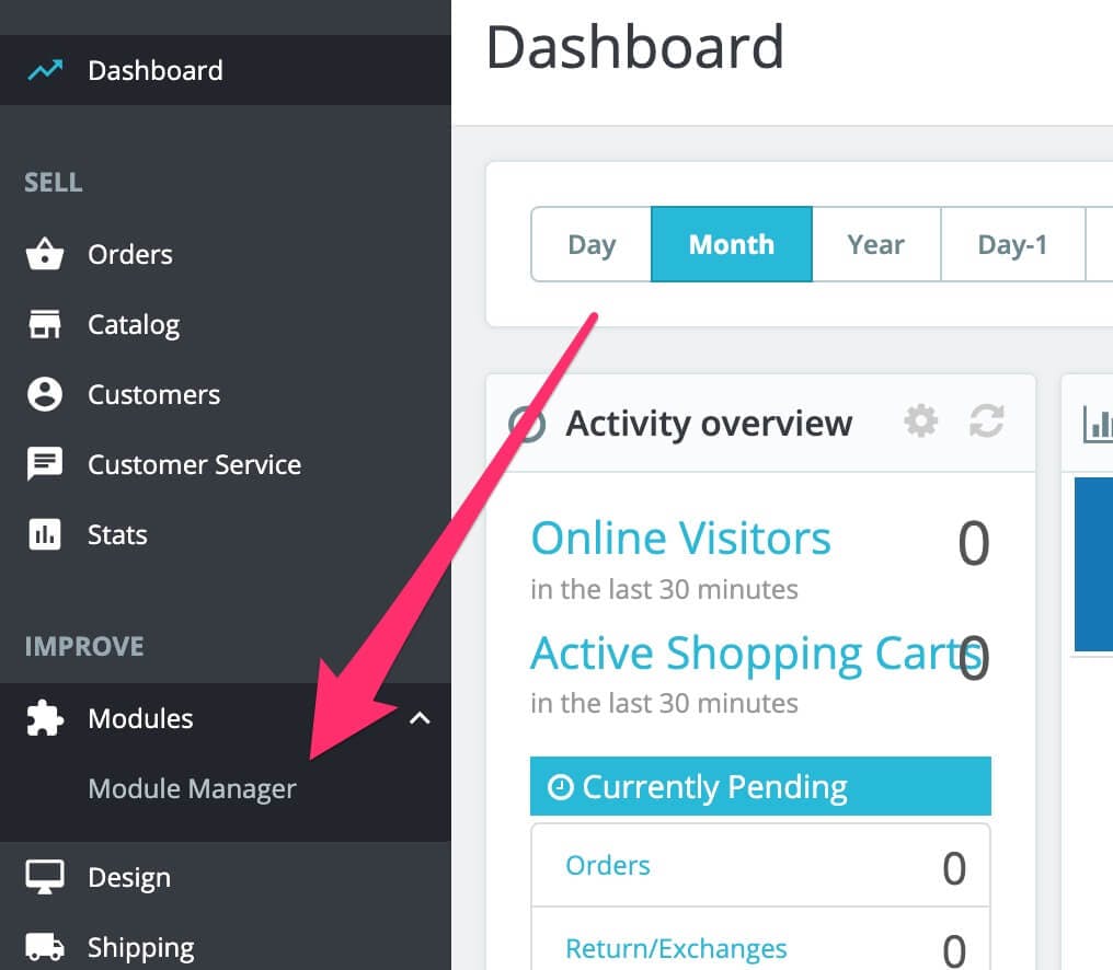 PrestaShop module manager