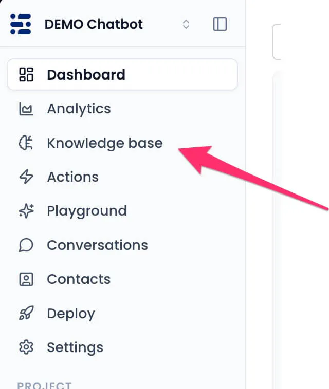 open knowledge base page in chatling