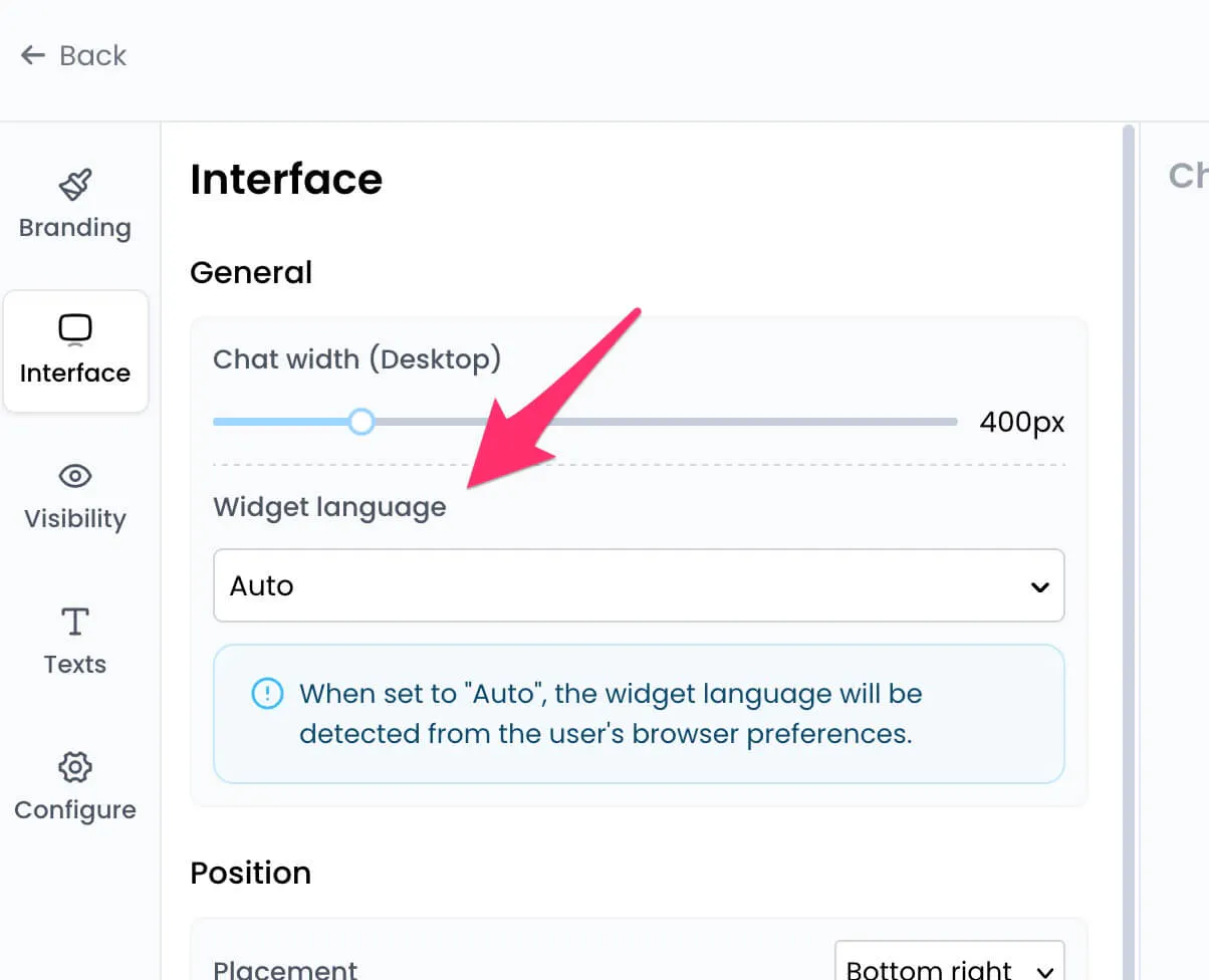 set widget language