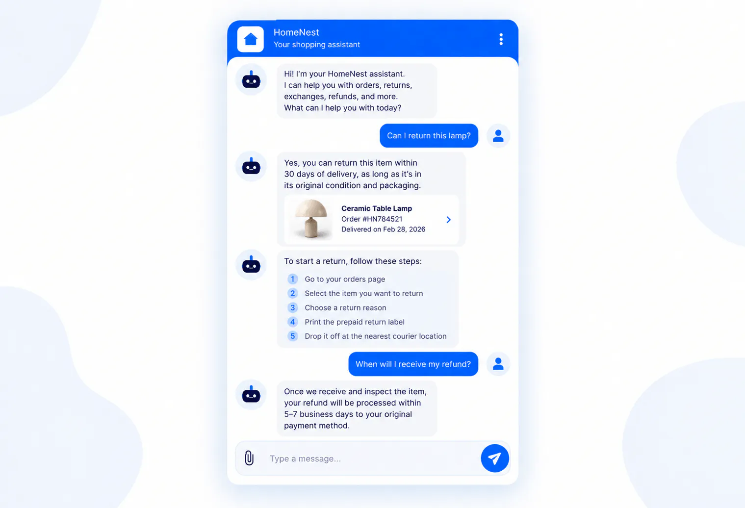 ecommerce chatbot widget