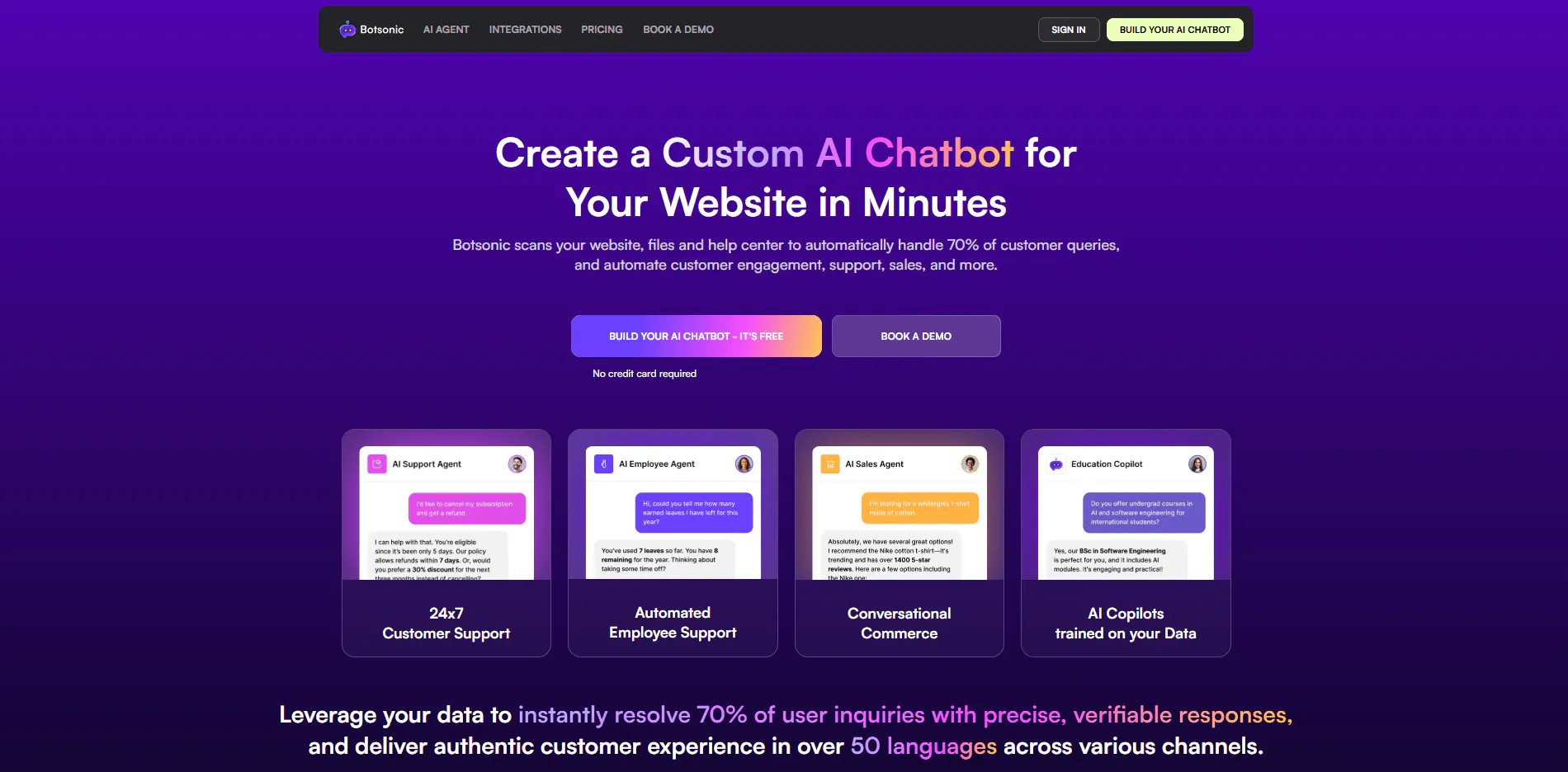 botsonic homepage