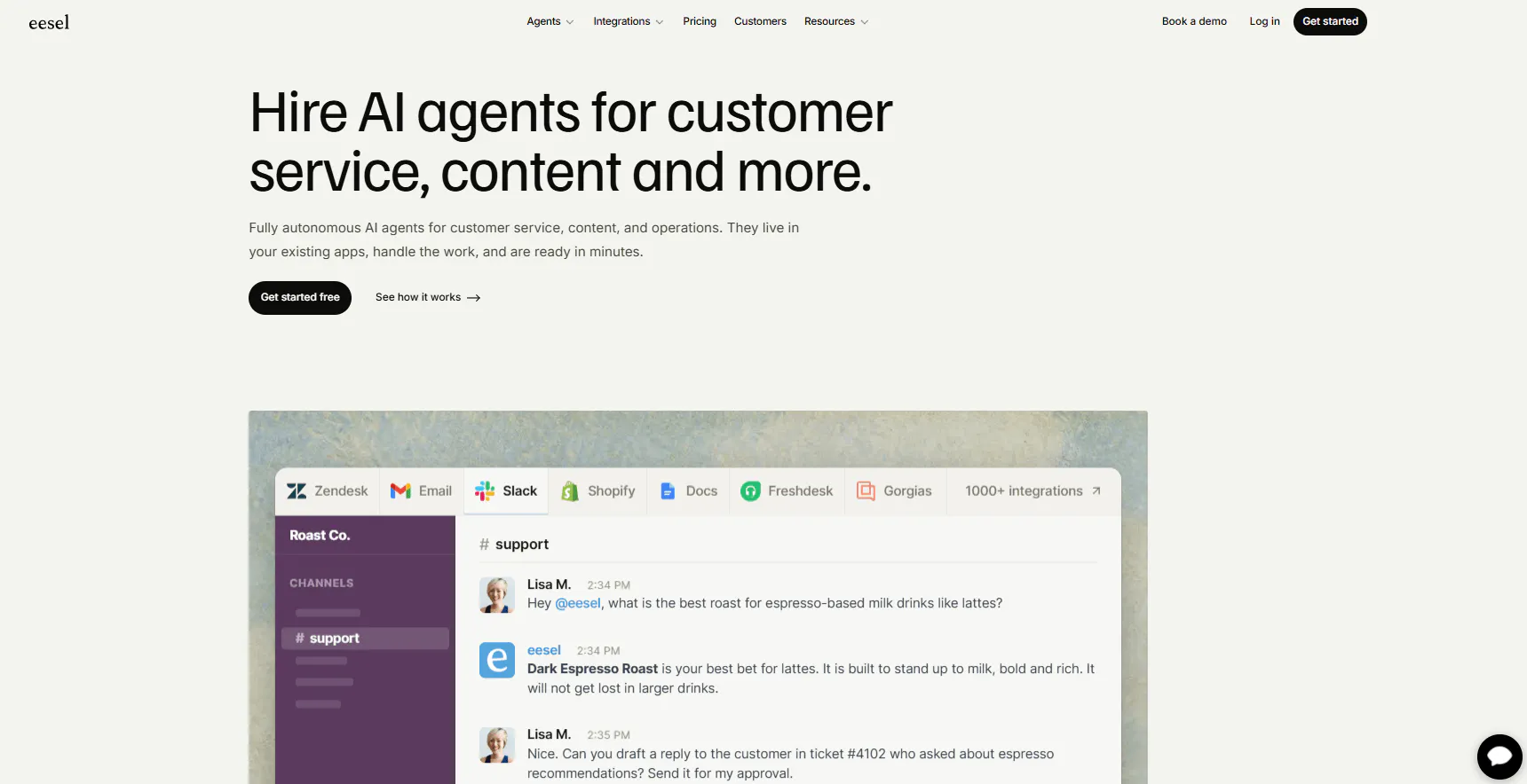 eesel AI homepage