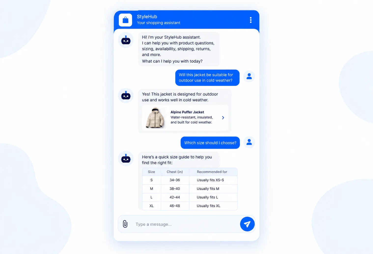 ecommerce chatbot widget