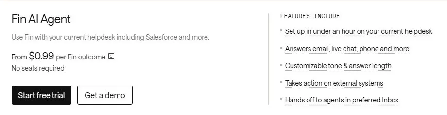 intercom Fin AI pricing