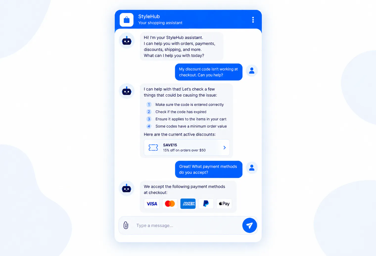 ecommerce chatbot widget