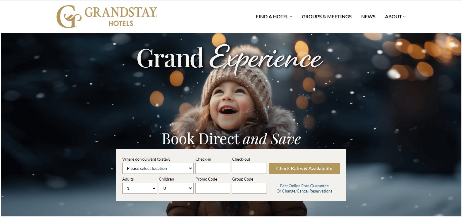 grandstay hotels homepage
