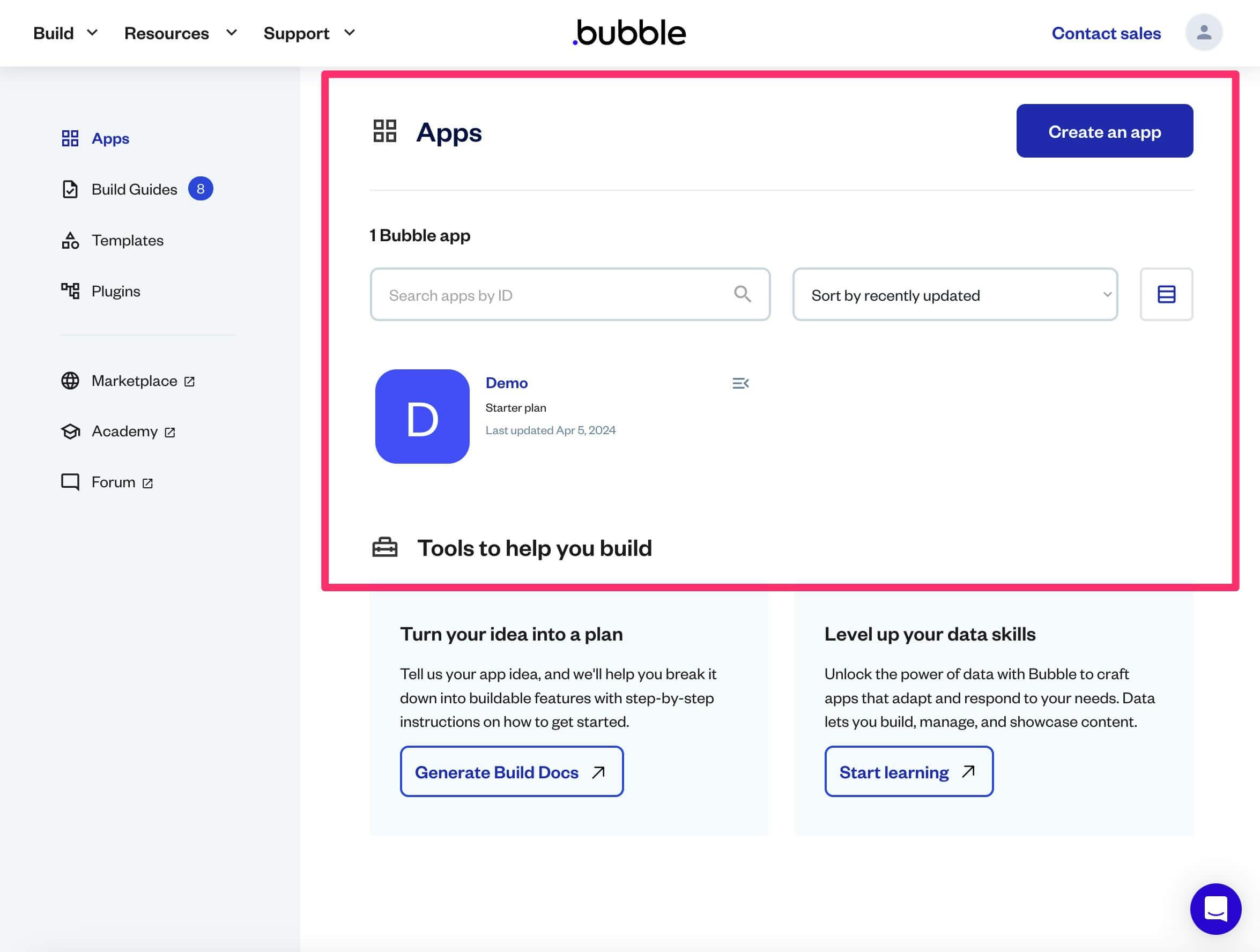 Bubble dashboard