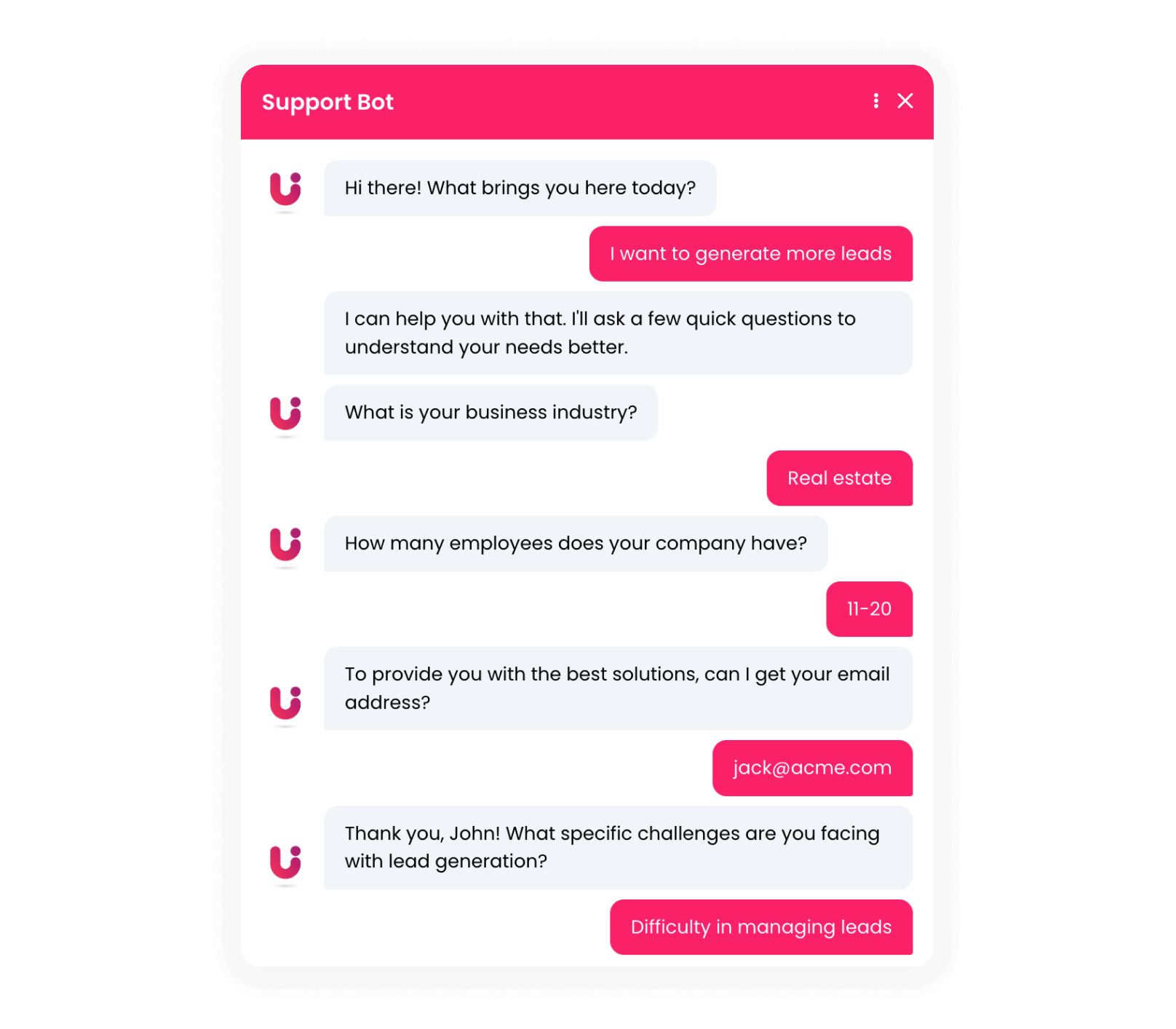 Automated lead generation chatbot