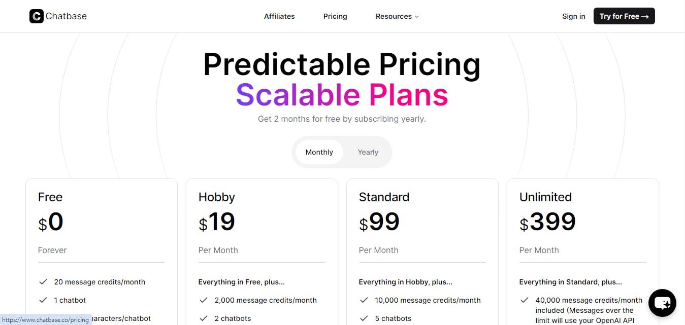 chatbase pricing