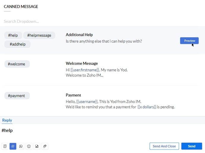 zoho desk canned messages