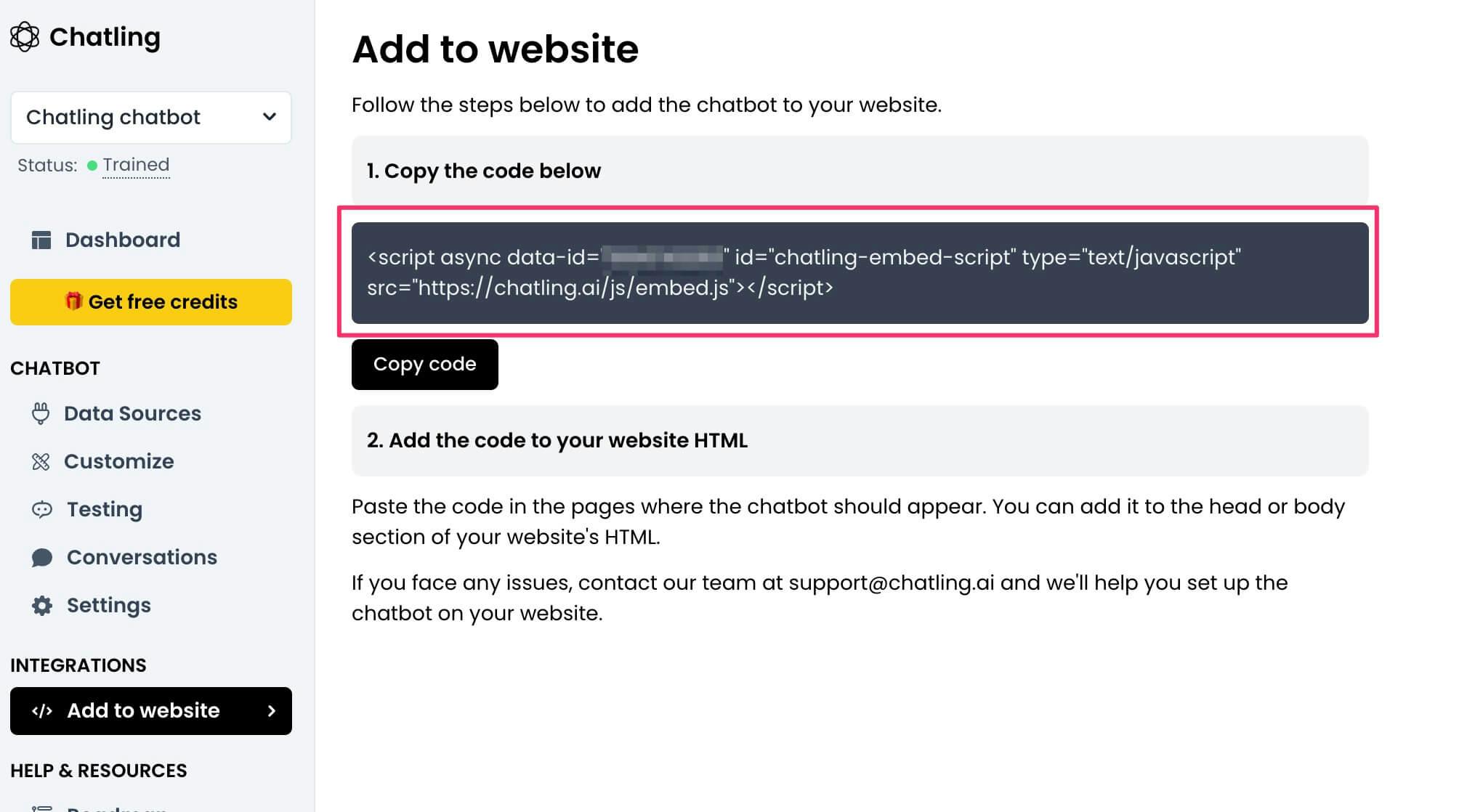 copy chatbot code for prestashop