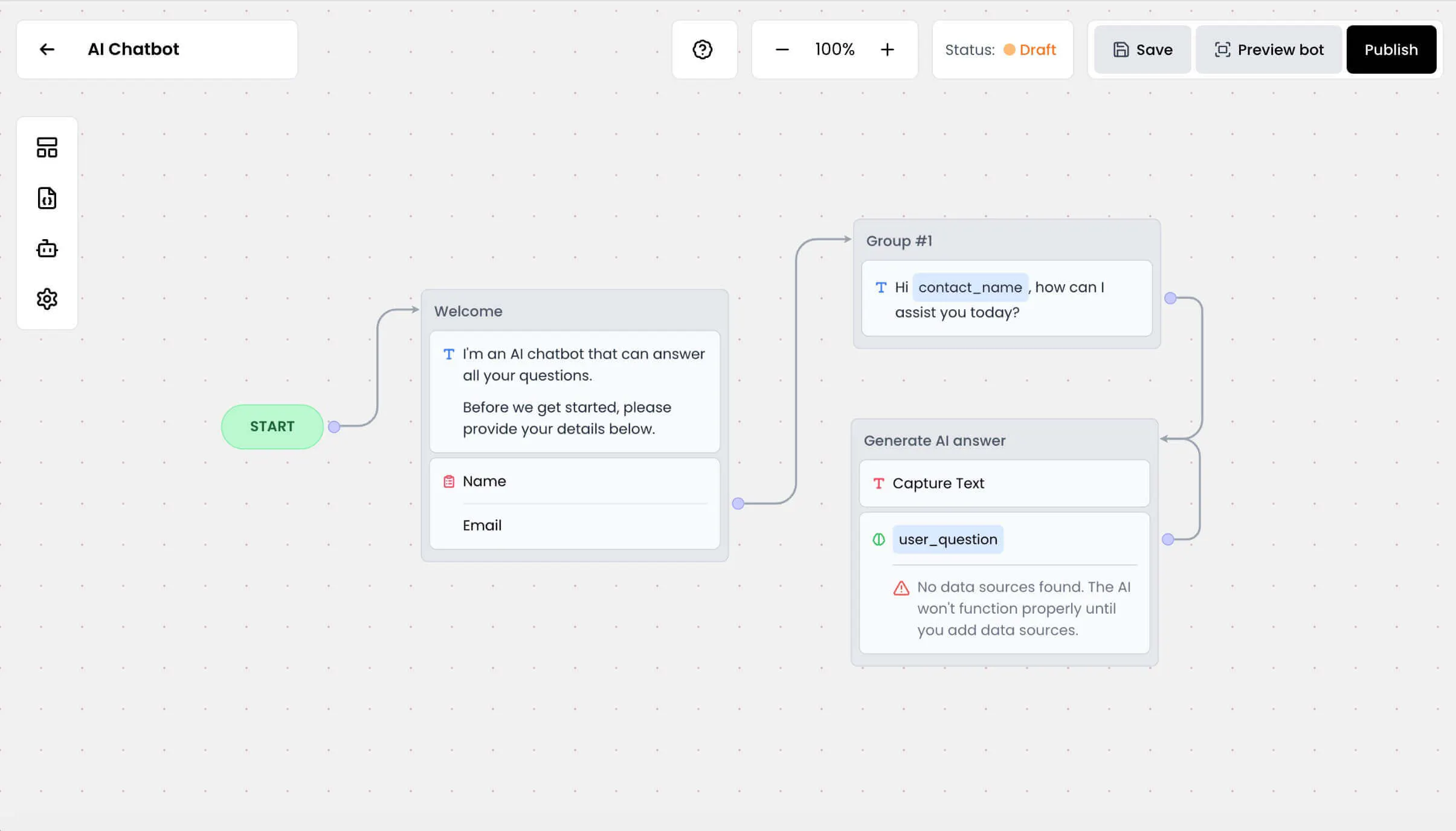 Chatling's visual builder