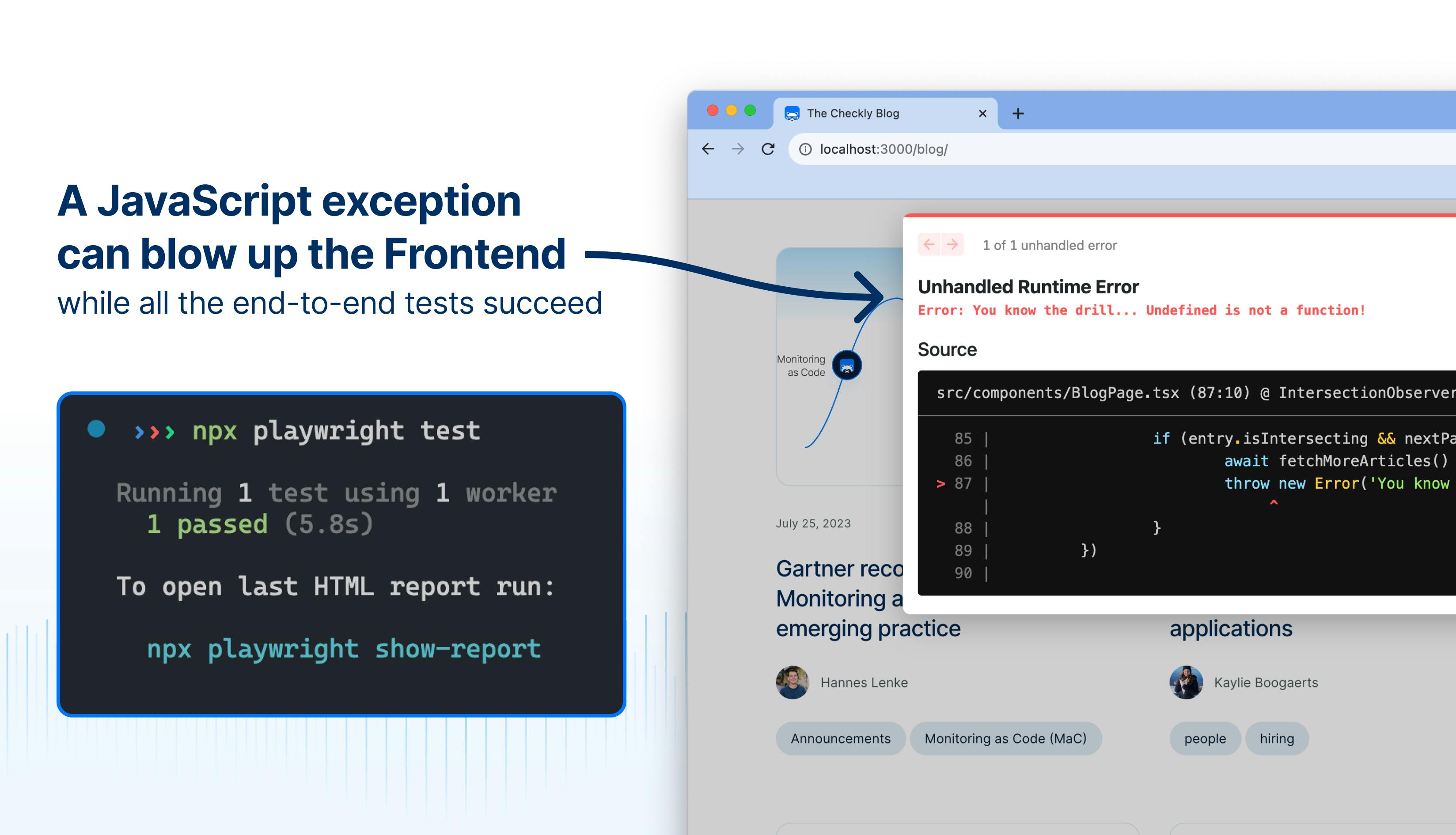 Track Frontend JavaScript exceptions with Playwright fixtures