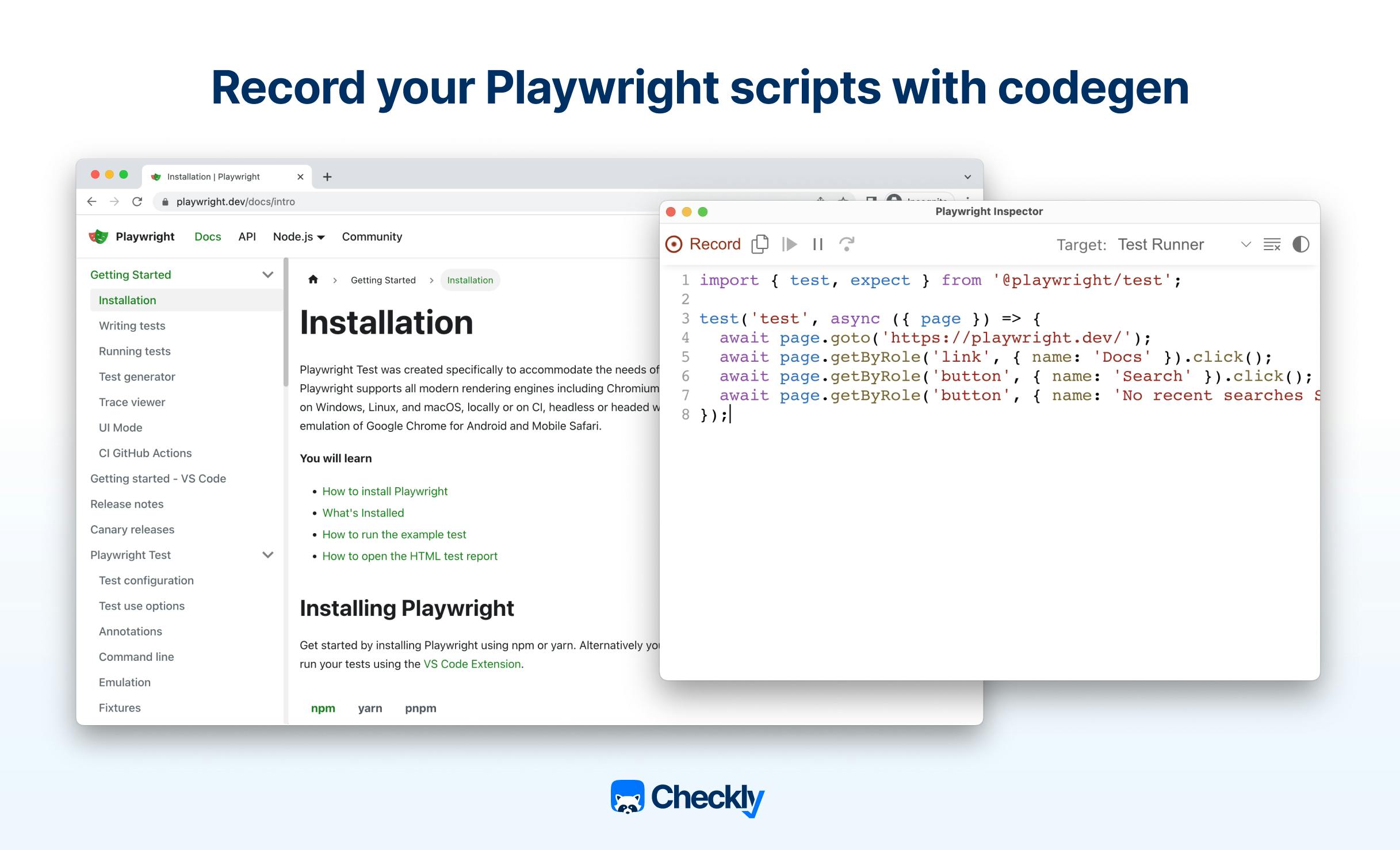 Record your Playwright scripts with codegen