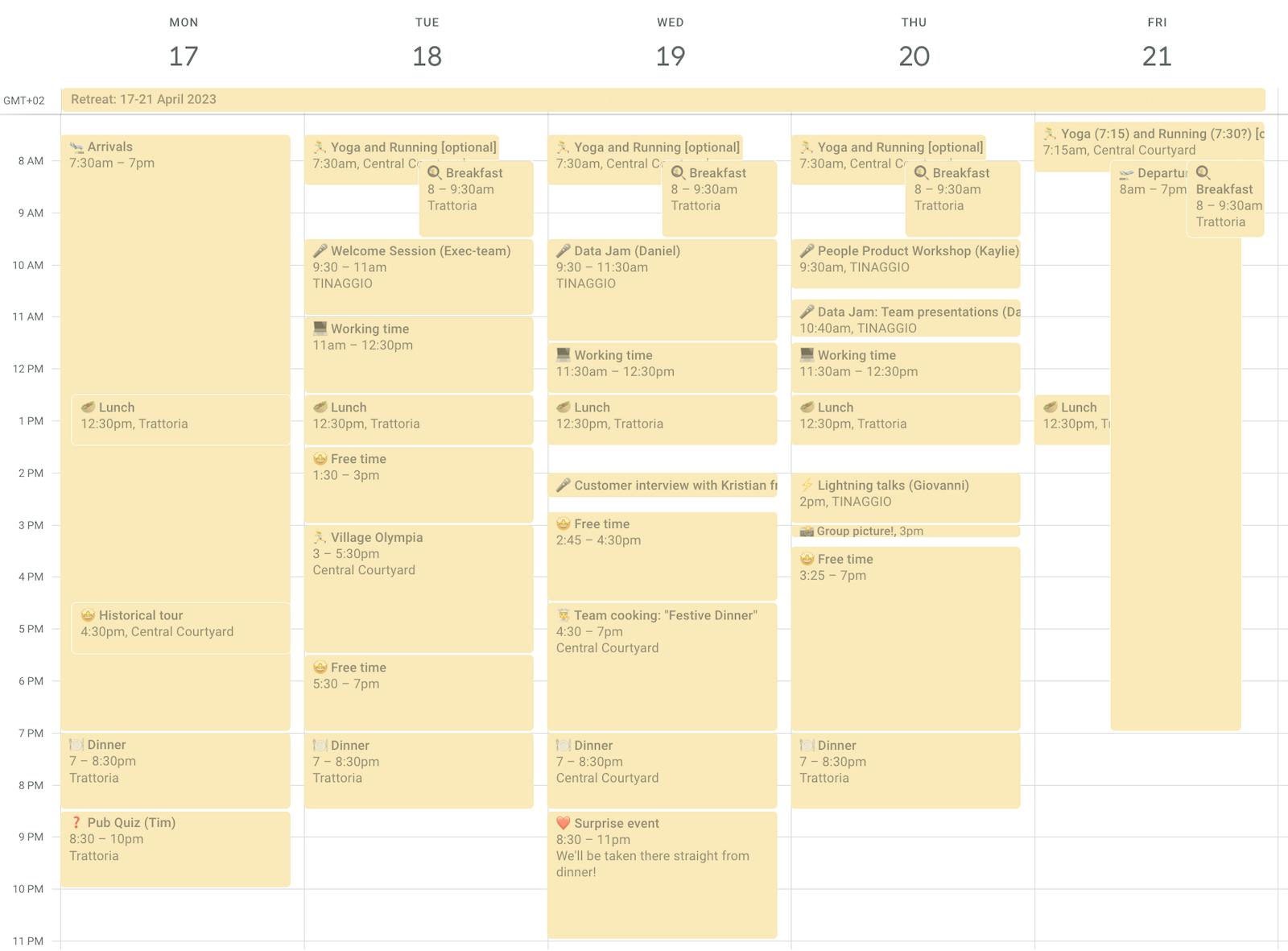 Checkly retreat schedule