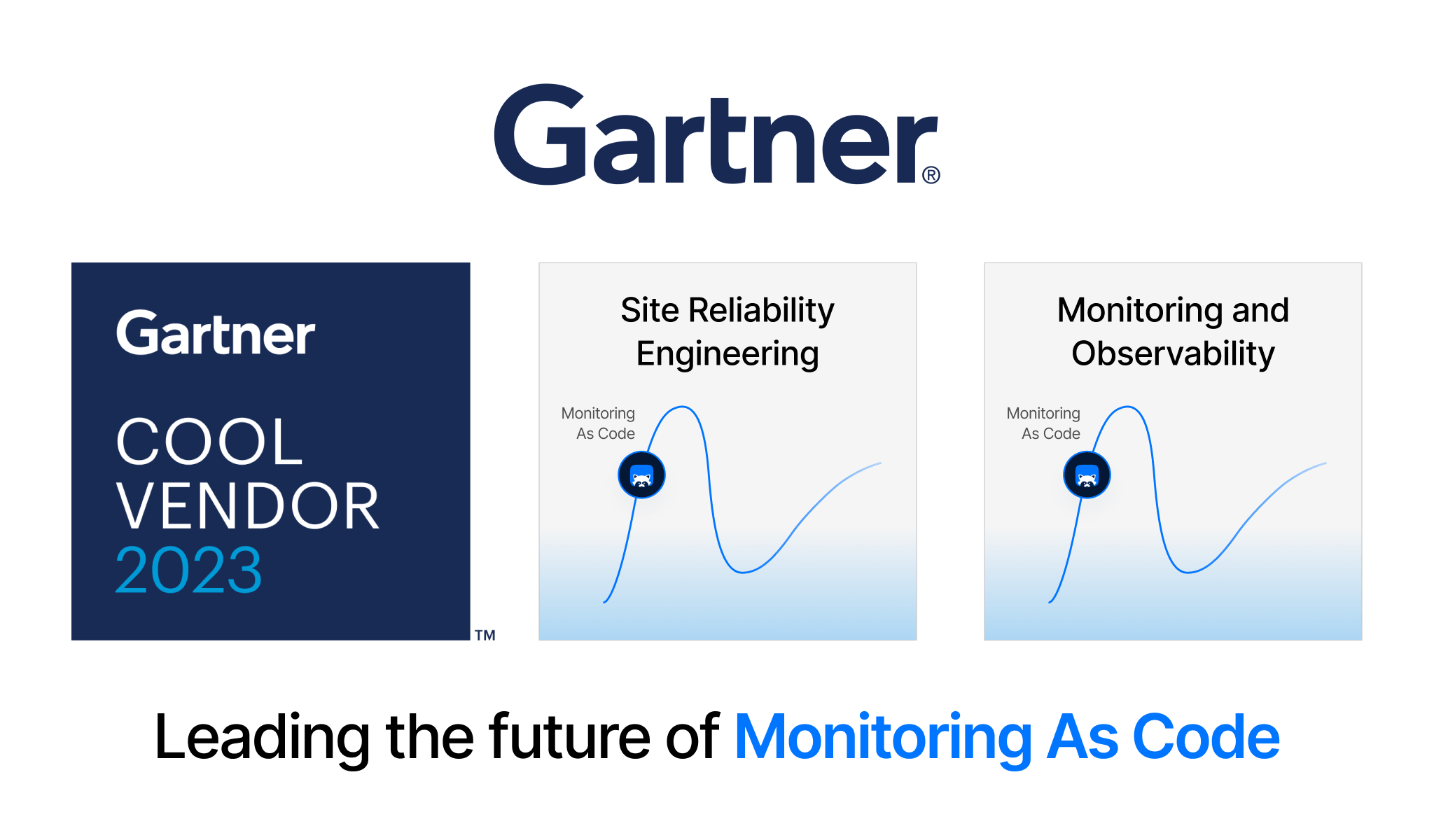 Gartner badges: Cool Vendor 2023, Site Reliability Engineering, Monitoring and Observability