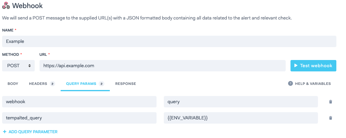 Checkly webhook editor