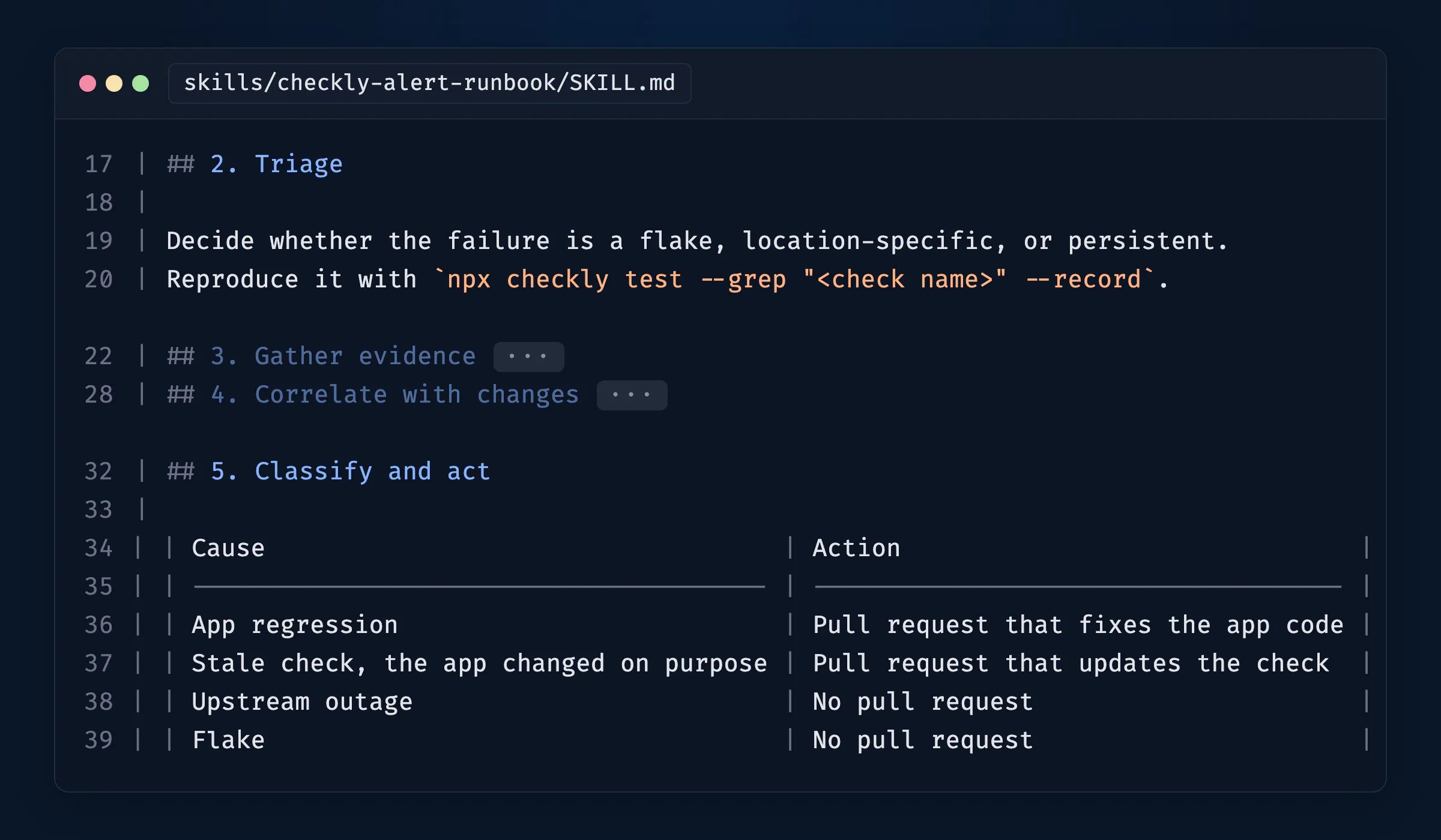 Example of a possible runbook skill.