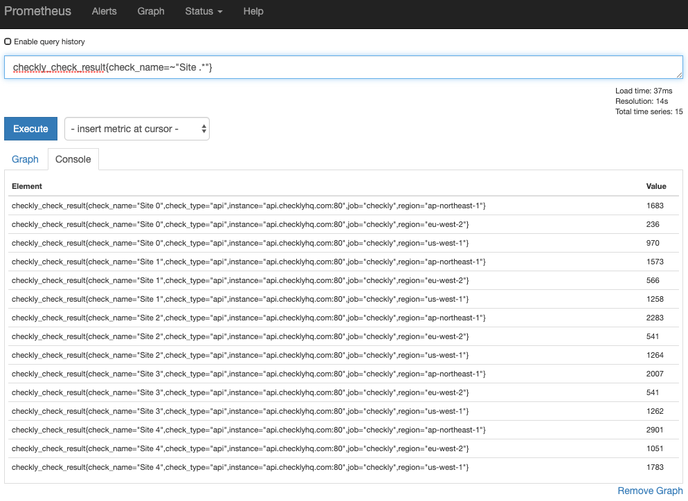 Grafana query for checks per region