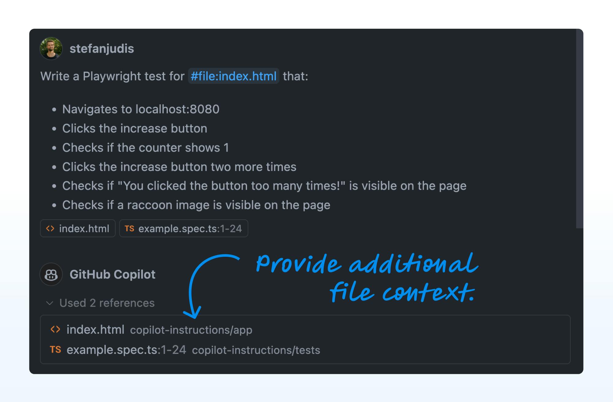 Two files added to the Copilot Chat context.