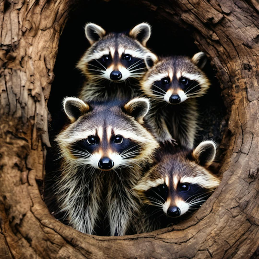 A small family or raccoons