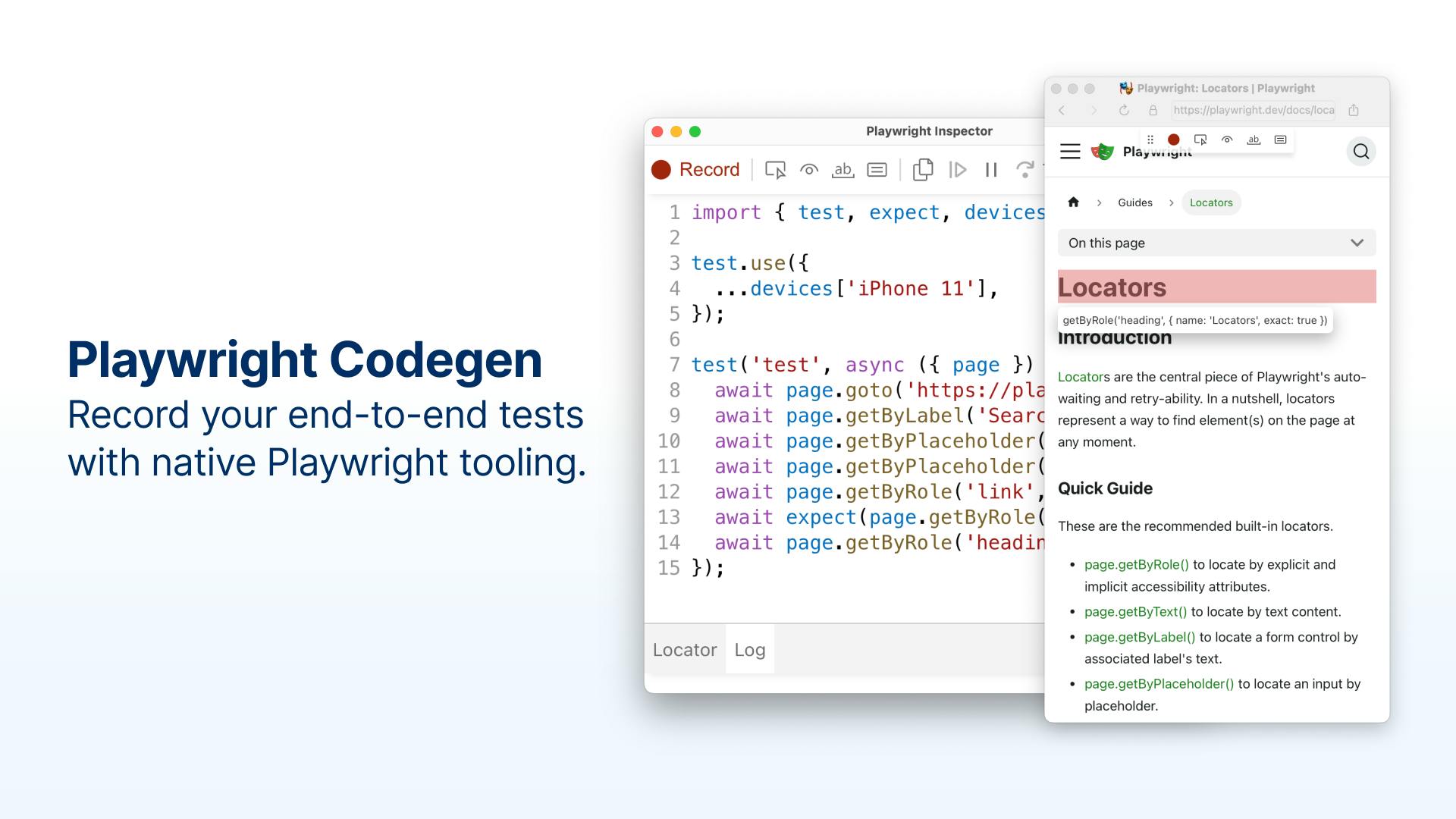 Playwright Codegen — Record your end-to-end tests with native Playwright tooling.