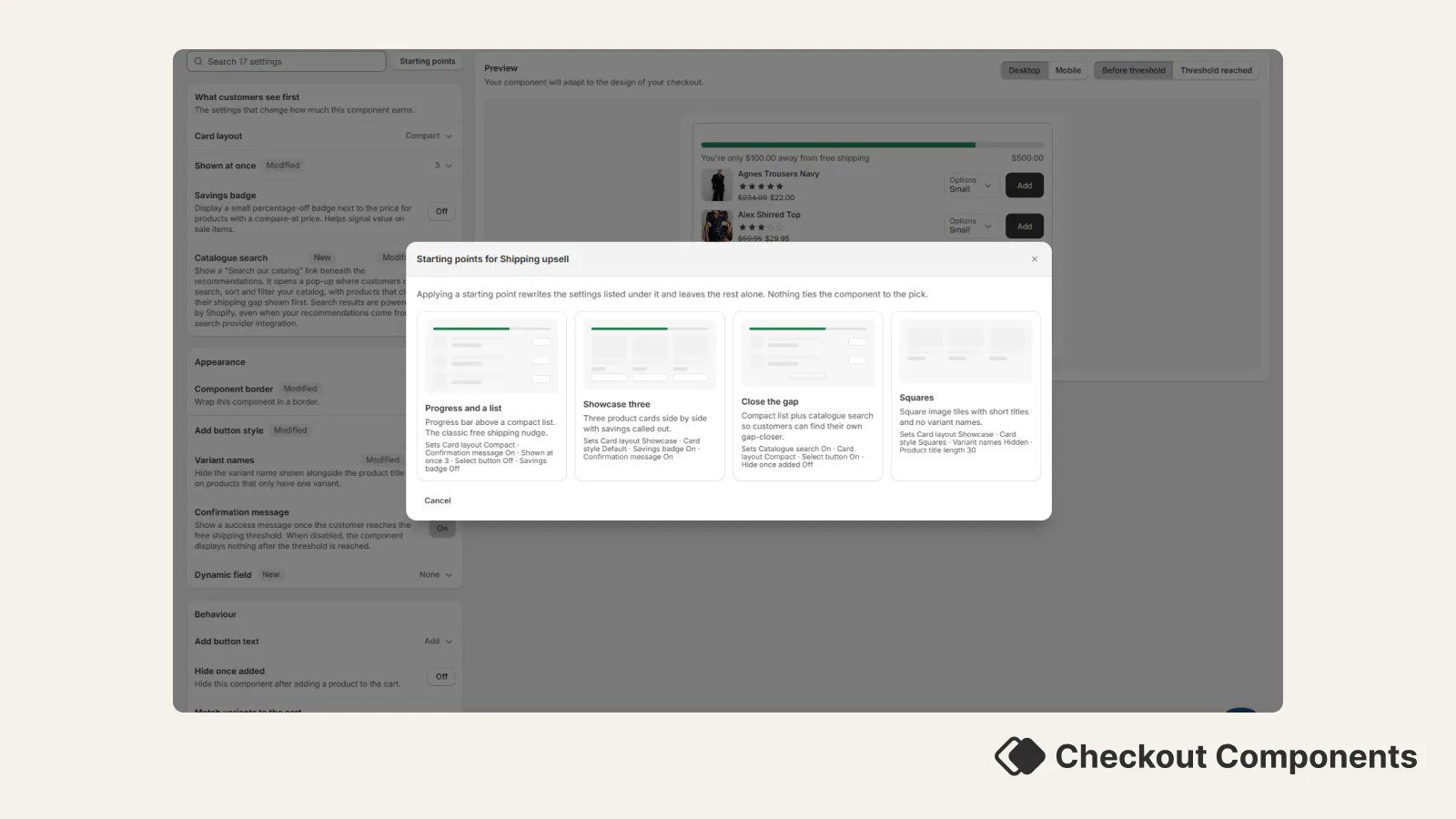 Starting points for styling a Shopify checkout component | Checkout Components 
