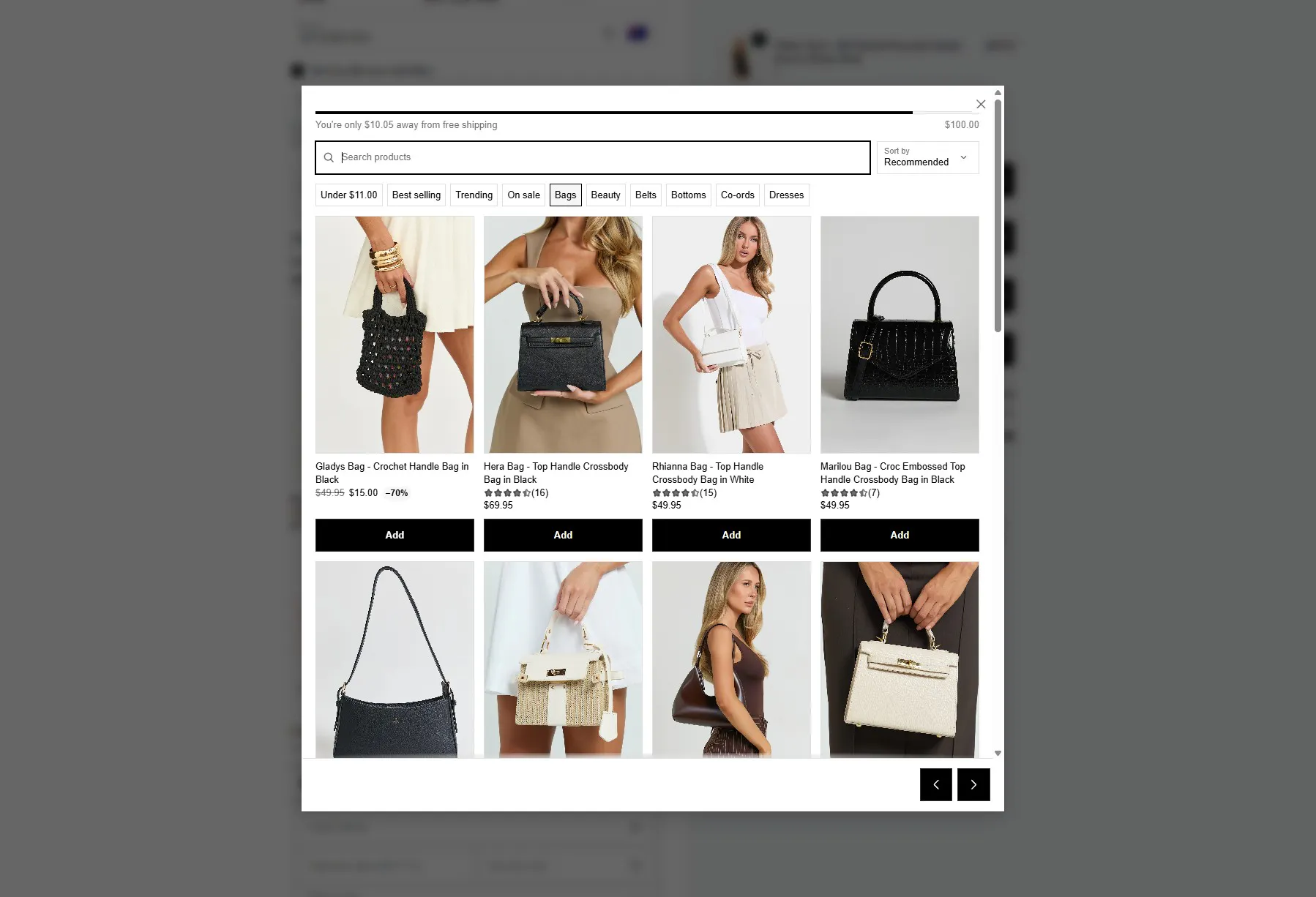 Search our catalog on a Shopify checkout free shipping upsell | Checkout Components 