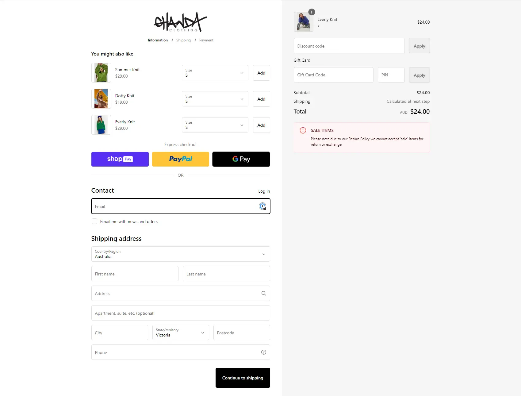 Ghanda checkout upsells