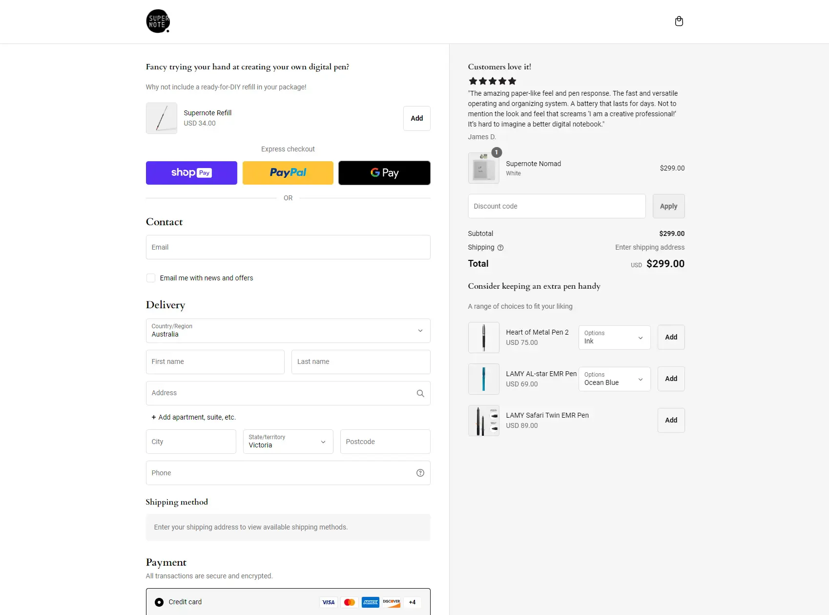 Ratta Supernote Checkout Upsells