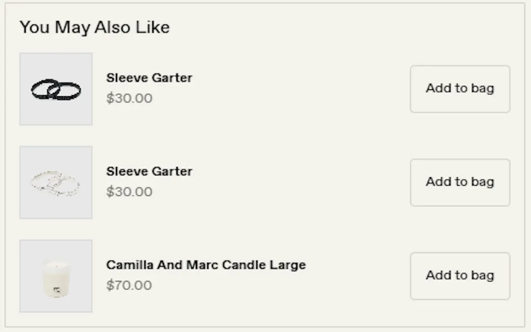 Camilla and Marc checkout upsell