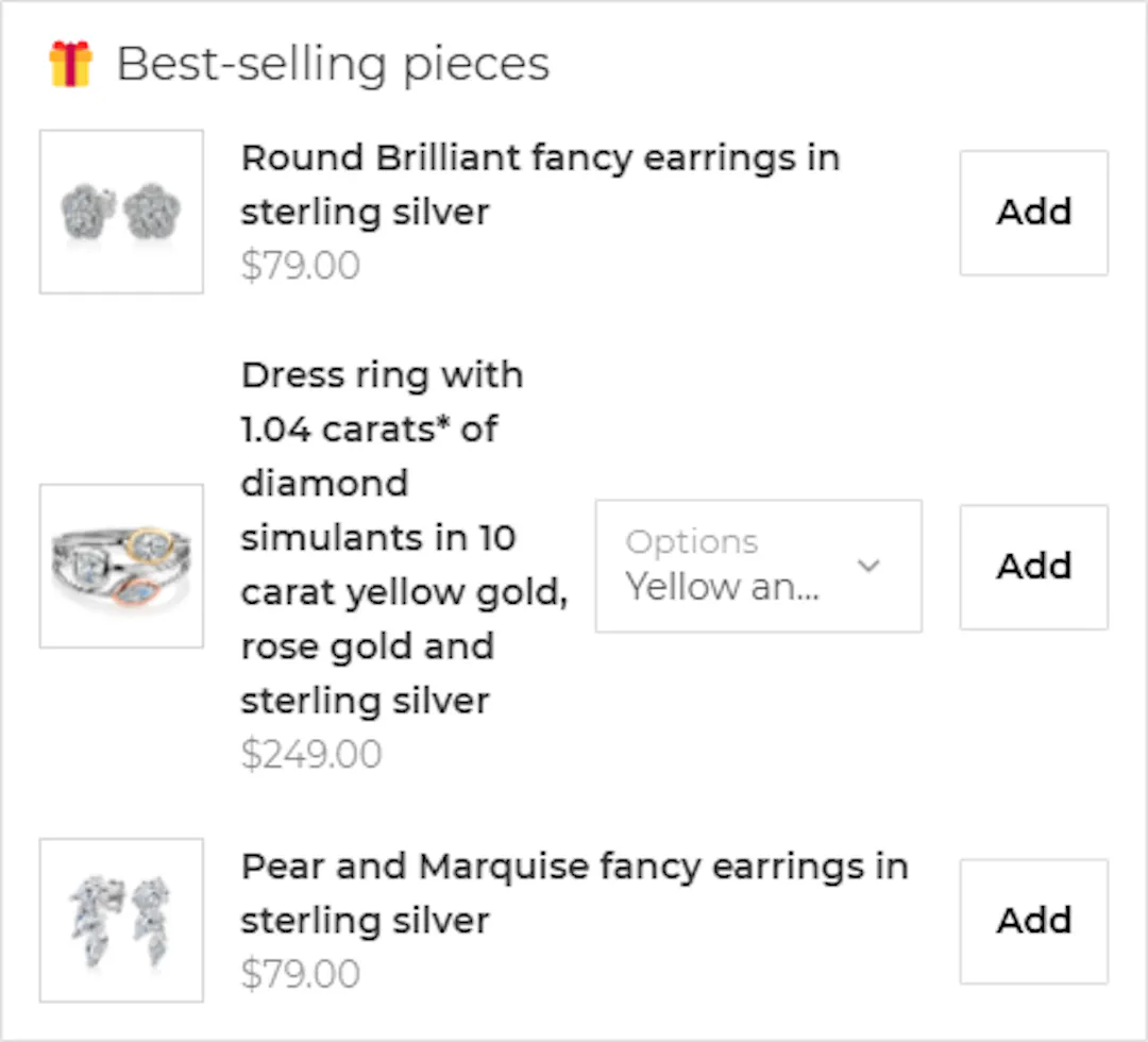 Secret Shhh Checkout upsell list