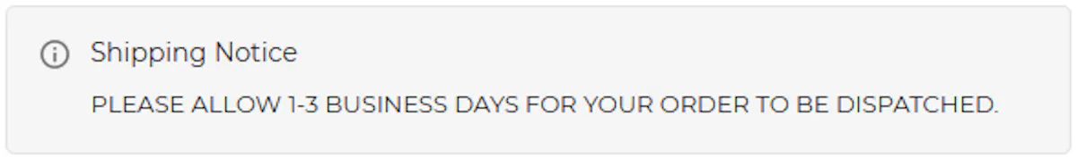 Lioness Checkout banner shipping notice