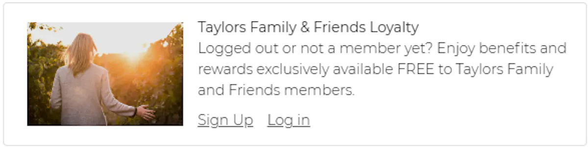 Loyalty banner - Taylors Wines