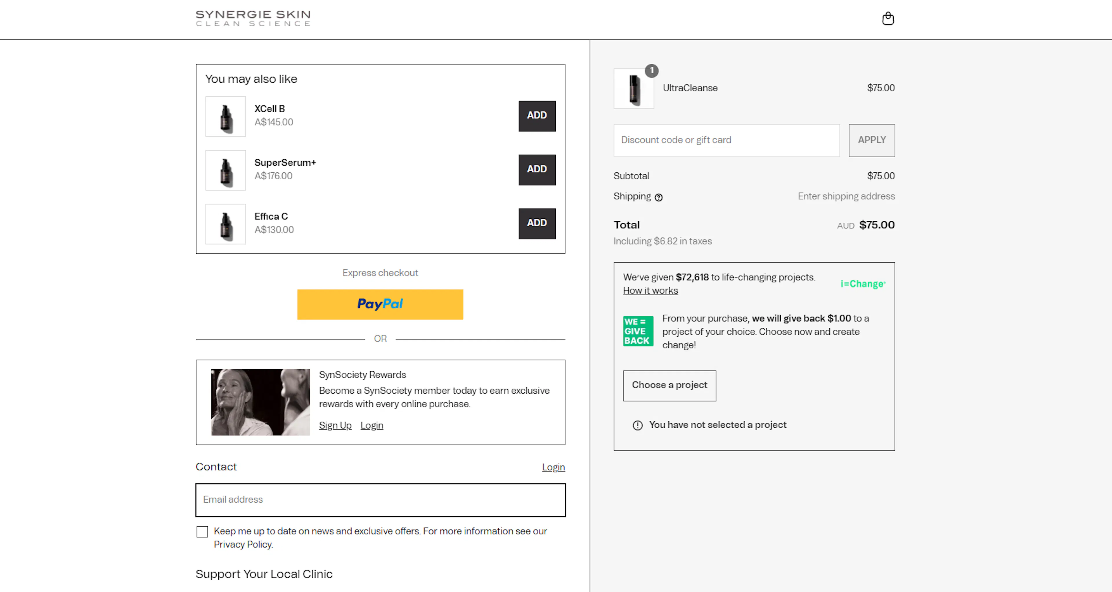 Synergie Skin Checkout Components