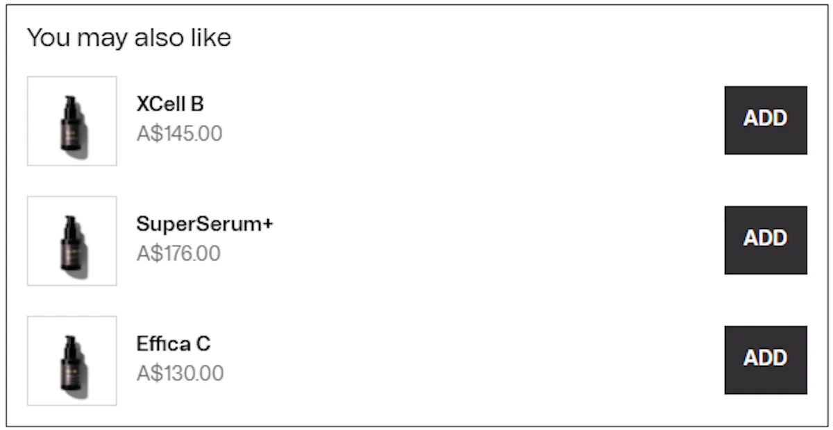 Upsell list powered by collection