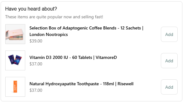 Supplement Hub Checkout upsell - Manual