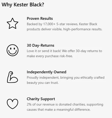 Kester Black checkout callouts